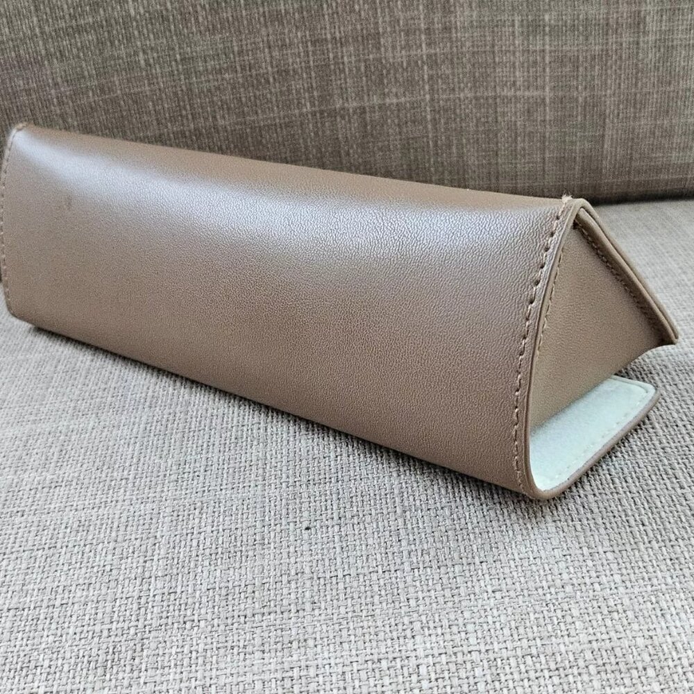 Burberry London England Glasses Case Semi Hard Case Brown Leather Triangle Case - Picture 7 of 13
